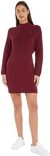 Tommy Hilfiger Damen Pullover Kleid Co Cardi Stitch Langarm, Rot (Deep Rouge), XS von Tommy Hilfiger