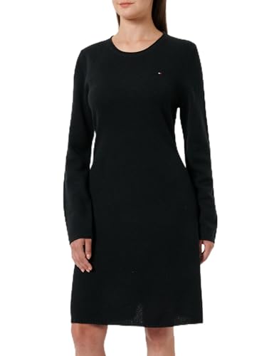Tommy Hilfiger Damen Pullover-Kleid Soft Wool Flared Sweater Dress Langarm, Schwarz (Black), L von Tommy Hilfiger