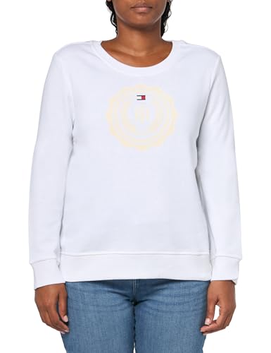 Tommy Hilfiger Damen Pullover Langarm Rundhalsausschnitt Sportswear Top, Helles Weiß, M von Tommy Hilfiger