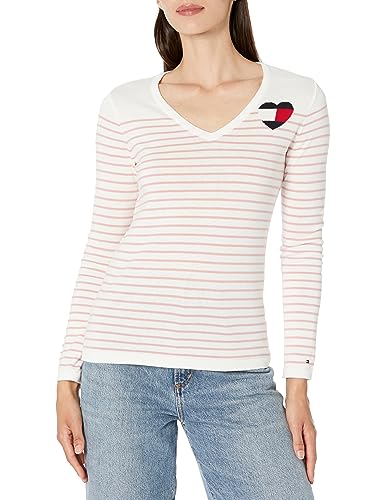 Tommy Hilfiger Damen Pullover Rundhals Alltagspullover, Elfenbeinfarben, Groß von Tommy Hilfiger