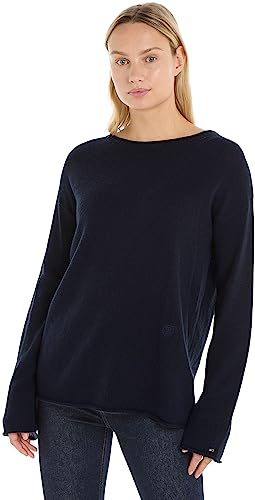 Tommy Hilfiger Damen Pullover Soft Wool Boat-Neck Strickpullover, Blau (Desert Sky), L von Tommy Hilfiger