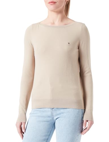 Tommy Hilfiger Damen Pullover Strickpullover, Beige (Beige), M von Tommy Hilfiger