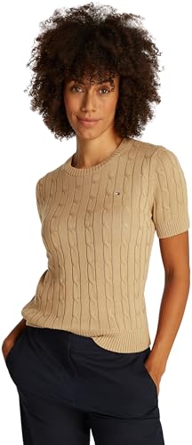 Tommy Hilfiger Damen Pullover Strickpullover, Beige (Safari Canvas), XS von Tommy Hilfiger