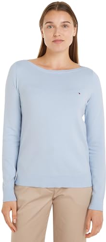 Tommy Hilfiger Damen Pullover Strickpullover, Blau (Breezy Blue), XS von Tommy Hilfiger