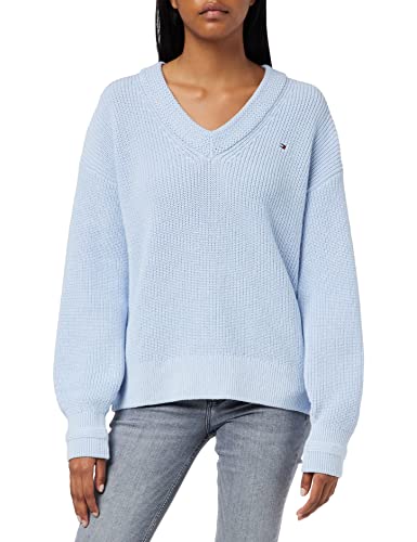 Tommy Hilfiger Damen Pullover Strickpullover, Blau (Breezy Blue), XXL von Tommy Hilfiger