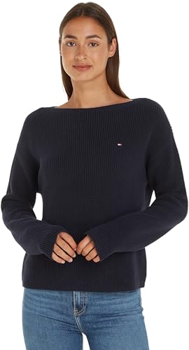 Tommy Hilfiger Damen Pullover Strickpullover, Blau (Desert Sky), L von Tommy Hilfiger