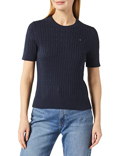 Tommy Hilfiger Damen Pullover Strickpullover, Blau (Desert Sky), XS von Tommy Hilfiger