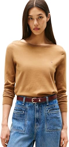 Tommy Hilfiger Damen Pullover Strickpullover, Braun (Hickory), M von Tommy Hilfiger