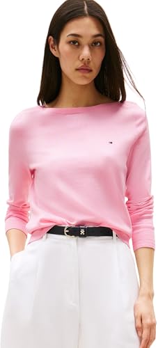 Tommy Hilfiger Damen Pullover Strickpullover, Rosa (Classic Pink), L von Tommy Hilfiger