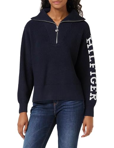 Tommy Hilfiger Damen Pullover Sweater Strickpullover, Blau (Desert Sky), XXS von Tommy Hilfiger