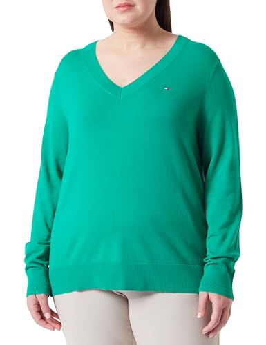 Tommy Hilfiger Damen Pullover V-Ausschnitt, Grün (Olympic Green), 46 von Tommy Hilfiger