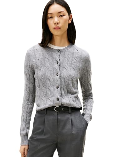 Tommy Hilfiger Damen Pullover Ww0ww47463 Mid Grey Heather M von Tommy Hilfiger