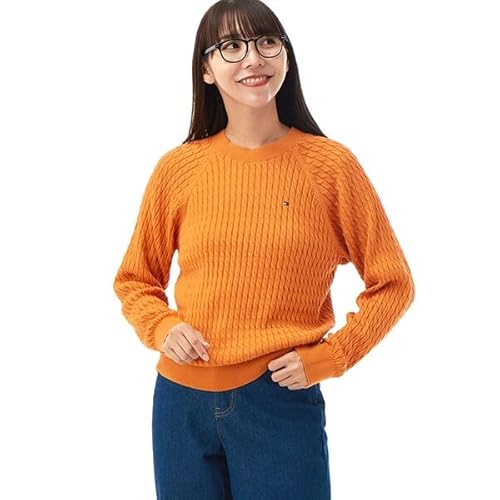 Tommy Hilfiger Damen Pullover Zopfmuster, Orange (Autumn Orange), XXS von Tommy Hilfiger