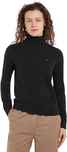 Tommy Hilfiger Damen Pullover mit Rollkragen, Schwarz (Black), XXS von Tommy Hilfiger
