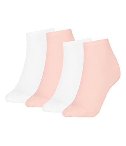 Tommy Hilfiger Damen Quarter Socken Kurzsocken Casual Short Socks 4 Paar, Farbe:Mehrfarbig, Menge:4 Paar (2x 2er Pack), Größe:35-38, Artikel:-024 peach von Tommy Hilfiger