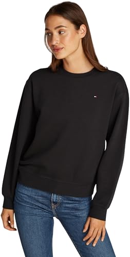 Tommy Hilfiger Damen Sweatshirt Flag On Chest ohne Kapuze, Schwarz (Black), 3XL von Tommy Hilfiger
