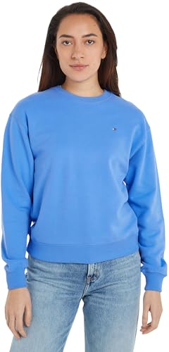 Tommy Hilfiger Damen Sweatshirt Reg Flag On Chest Swtshrt ohne Kapuze, Blau (Blue Spell), S von Tommy Hilfiger