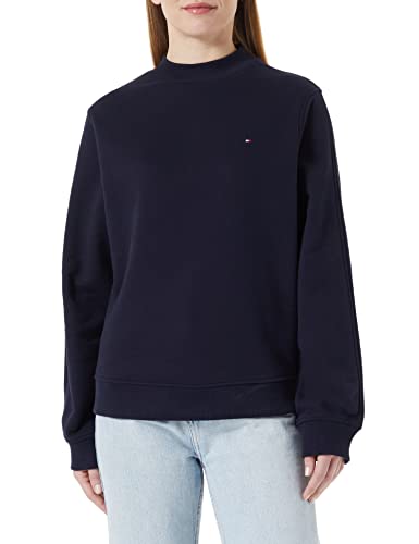 Tommy Hilfiger Damen REG Fleece MCK-NK SWTSHRT WW0WW36626 Pullover, Blau (Desert Sky), L von Tommy Hilfiger