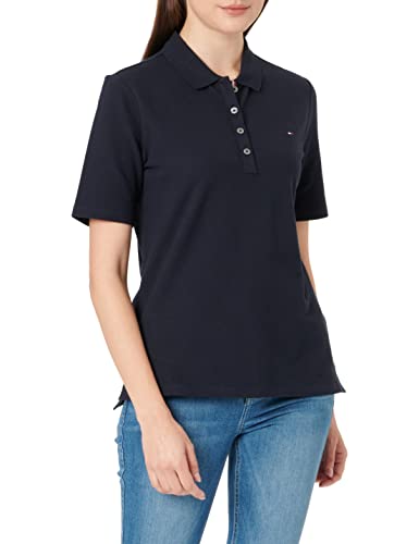 Tommy Hilfiger Damen REG Polo SS WW0WW28578 Kurzarm Poloshirts, Blau (Desert Sky), XS von Tommy Hilfiger