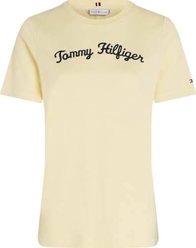 Tommy Hilfiger Damen T-Shirt Kurzarm Regular Rundhalsausschnitt, Gelb (Lemon Zest), XXL von Tommy Hilfiger