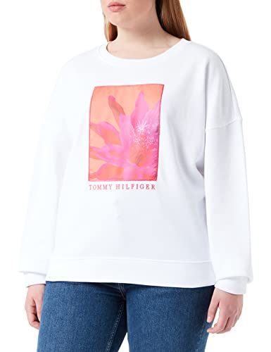 Tommy Hilfiger Damen RLX Floral Open-nk Sweatshirt, Th Optic White, 42 von Tommy Hilfiger