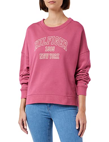 Tommy Hilfiger Damen RLX Varsity Open-Nk Sweatshirt WW0WW35981 Pullover, Lila (Frosted Raspberry), M von Tommy Hilfiger