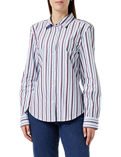 Tommy Hilfiger Damen Hemd Regular-Fit Langarm, Mehrfarbig (Split Global Stp/ Breezy Blue), 40 von Tommy Hilfiger