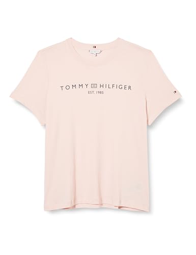 Tommy Hilfiger Damen T-Shirt Kurzarm Reg Corp Logo C-Nk Ss Rundhalsausschnitt, Rosa (Whimsy Pink), S von Tommy Hilfiger