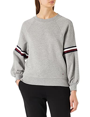 Tommy Hilfiger Damen Sweatshirt ohne Kapuze, Grau (Light Grey Heather), M von Tommy Hilfiger