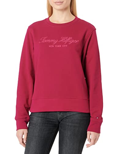 Tommy Hilfiger Damen Reg High Shine Emb C-Nk Swtshrt WW0WW35976 Pullover, Lila (Italian Wine), L von Tommy Hilfiger