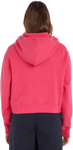 Tommy Hilfiger Damen Sweatshirt mit Reißverschluss Zipper mit Kapuze, Rosa (Bright Cerise Pink), XL von Tommy Hilfiger