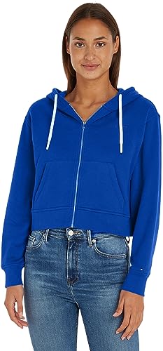 Tommy Hilfiger Damen Sweatshirt mit Reißverschluss Zipper mit Kapuze, Blau (Ultra Blue), XL von Tommy Hilfiger