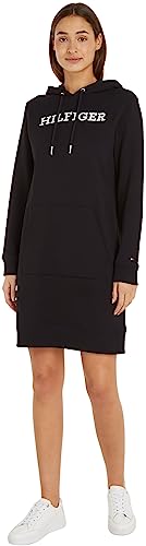 Tommy Hilfiger Damen Hoodie Kleid mit Kapuze, Schwarz (Black), S von Tommy Hilfiger