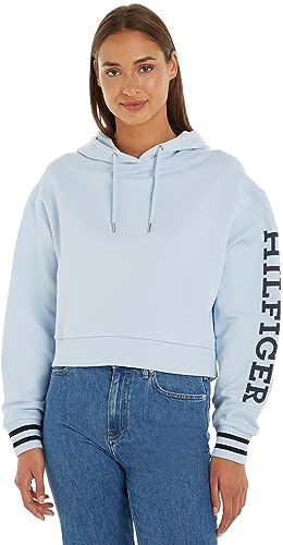 Tommy Hilfiger Damen Hoodie mit Kapuze, Blau (Breezy Blue), XXL von Tommy Hilfiger