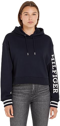 Tommy Hilfiger Damen Hoodie mit Kapuze, Blau (Desert Sky), XS von Tommy Hilfiger