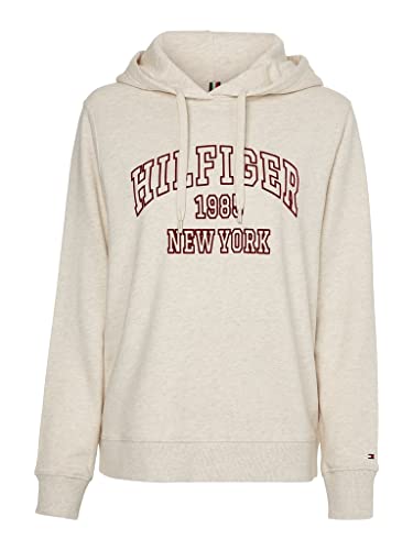 Tommy Hilfiger Damen Regular Varsity WW0WW37413 Hoodies, Beige (White Dove Heather), L von Tommy Hilfiger