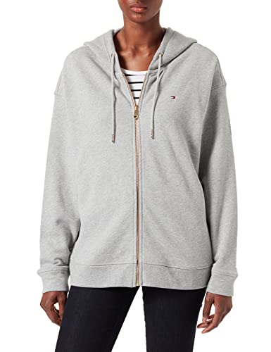 Tommy Hilfiger Damen Regular Zip-Through Hoodie Kapuzenpullover, Hellgrau (Light Grey Heather), 32 von Tommy Hilfiger