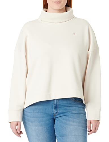 Tommy Hilfiger Damen Relaxed Roll-Nk Sweatshirt WW0WW36079 Pullover, Beige (White Dove), L von Tommy Hilfiger