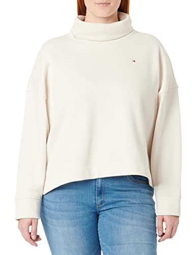 Tommy Hilfiger Damen Relaxed Roll-Nk Sweatshirt WW0WW36079 Pullover, Beige (White Dove), L von Tommy Hilfiger