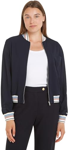 Tommy Hilfiger Damen Rib Trim LS Zip TOP WW0WW41393 Blusen, Blau (Desert Sky), 36 von Tommy Hilfiger