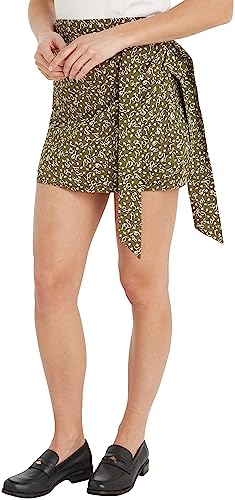 Tommy Hilfiger Damen Rock Feather Print Minirock, Mehrfarbig (Feather Print/ Putting Green), 34 von Tommy Hilfiger