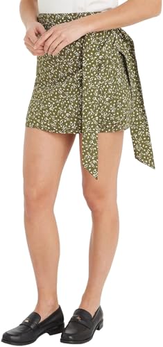 Tommy Hilfiger Damen Rock Feather Print Minirock, Mehrfarbig (Feather Print/ Putting Green), 34 von Tommy Hilfiger