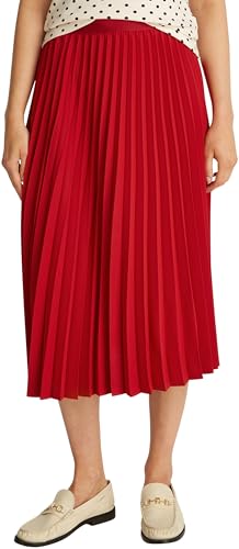 Tommy Hilfiger Damen Rock Fluid Pleated Pull On Midi Faltenrock, Mehrfarbig (Medium Red), 42 von Tommy Hilfiger