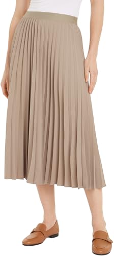 Tommy Hilfiger Damen Rock Fluid Pleated Skirt Midi-Länge, Beige (Beige), 32 von Tommy Hilfiger