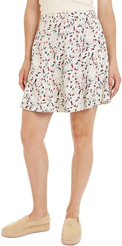 Tommy Hilfiger Damen Rock Small Ribbon Short Skirt Minirock, Mehrfarbig (Small Ribbon Print/ Ecru), 38 von Tommy Hilfiger