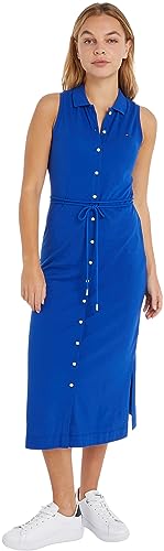 Tommy Hilfiger Damen Polokleid Slim Fit, Blau (Ultra Blue), L von Tommy Hilfiger