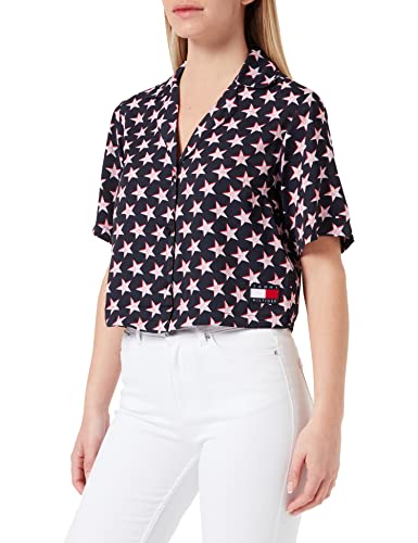 Tommy Hilfiger Damen SS PJ Shirt Pyjamaoberteil, Offset Star, Large von Tommy Hilfiger