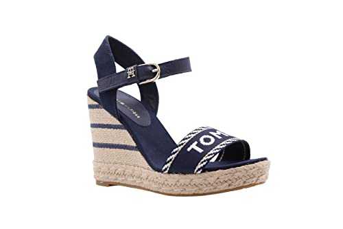 Tommy Hilfiger Damen Wedge Espadrilles Seasonal Webbing Wedge Keilabsatz, Blau (Space Blue), 41 EU von Tommy Hilfiger