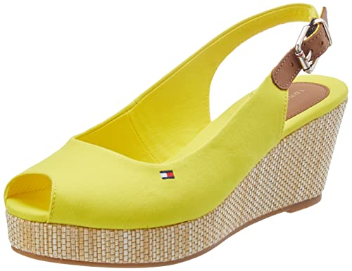 Tommy Hilfiger Damen Wedge Espadrilles Iconic Elba Sling Back Wedge Keilabsatz, Gelb (Vivid Yellow), 40 EU von Tommy Hilfiger