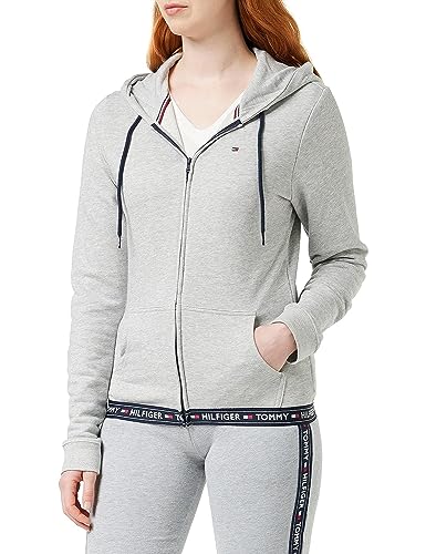 Tommy Hilfiger Damen Hoodie mit Reißverschluss Zipper, Grau (Grey Heather), XS von Tommy Hilfiger